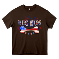 Chocolate Brown 4th of July Dog Mom Heavy Core Tee - CowGirlArtShop