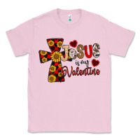 Bubblegum Pink Jesus is My Valentine Cross Classic Tee - CowhideDigitalArt
