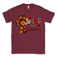Burgundy Jesus is My Valentine Cross Classic Tee - CowhideDigitalArt