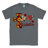 Charcoal Heather Jesus is My Valentine Cross Classic Tee - CowhideDigitalArt