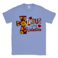 Colony Blue Jesus is My Valentine Cross Classic Tee - CowhideDigitalArt