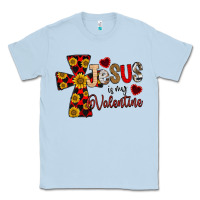 Dusty Blue Jesus is My Valentine Cross Classic Tee - CowhideDigitalArt