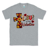 Heather Grey Jesus is My Valentine Cross Classic Tee - CowhideDigitalArt