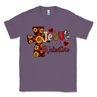 Lavender Jesus is My Valentine Cross Classic Tee - CowhideDigitalArt