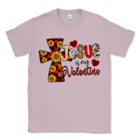 Lilac Jesus is My Valentine Cross Classic Tee - CowhideDigitalArt