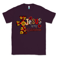 Plum Jesus is My Valentine Cross Classic Tee - CowhideDigitalArt