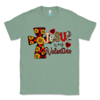 Sage Jesus is My Valentine Cross Classic Tee - CowhideDigitalArt