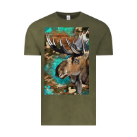 Vintage Olive Western Camo Moose Vintage Tee - LillyAllenDesigns