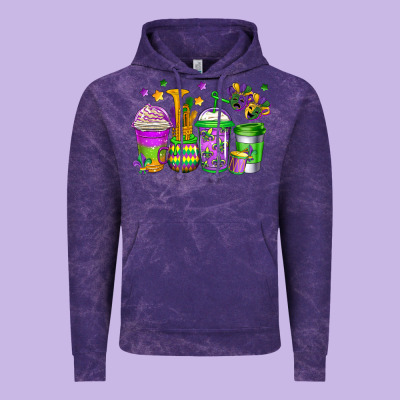 Mardi Gras Coffee Cups Vintage Hoodie Designed By Jasminsmagicworld