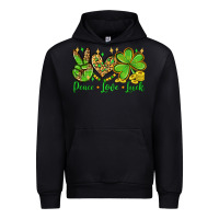 Black St. Patrick's Day Peace love luck Urban Hoodie - OliviaCreatesArt
