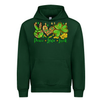 Forest Green St. Patrick's Day Peace love luck Urban Hoodie - OliviaCreatesArt