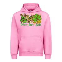 Fuchsia Pink St. Patrick's Day Peace love luck Urban Hoodie - OliviaCreatesArt