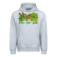 Heather Grey St. Patrick's Day Peace love luck Urban Hoodie - OliviaCreatesArt