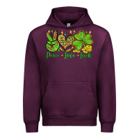 Mauve Wine St. Patrick's Day Peace love luck Urban Hoodie - OliviaCreatesArt