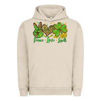 Pigment French Oak St. Patrick's Day Peace love luck Urban Hoodie - OliviaCreatesArt