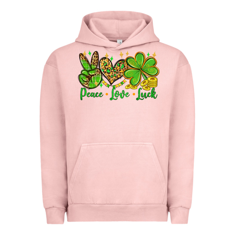 St. Patrick's Day Peace Love Luck Urban Hoodie by OliviaCreatesArt | Teevron