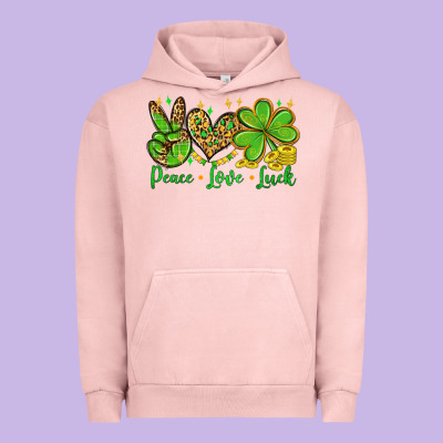 St. Patrick's Day Peace Love Luck Urban Hoodie Designed By Oliviacreatesart