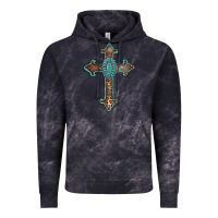 Cloud Black turquoise cross Vintage Hoodie - AdoDesignShop