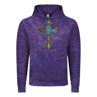 Cloud Purple turquoise cross Vintage Hoodie - AdoDesignShop