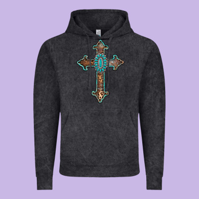 Turquoise Cross Vintage Hoodie Designed By Adodesignshop