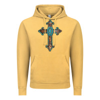 Vintage Mustard turquoise cross Vintage Hoodie - AdoDesignShop