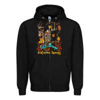 Black Fall Breeze And Autumn Leaves Deer Zipper Hoodie - LillyAllenDesigns