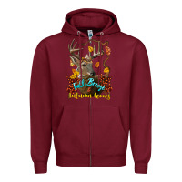 Burgundy Fall Breeze And Autumn Leaves Deer Zipper Hoodie - LillyAllenDesigns