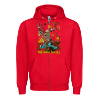 Red Fall Breeze And Autumn Leaves Deer Zipper Hoodie - LillyAllenDesigns