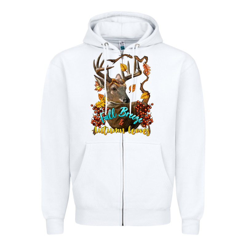 Fall Breeze And Autumn Leaves Deer Zipper Hoodie by LillyAllenDesigns | Teevron