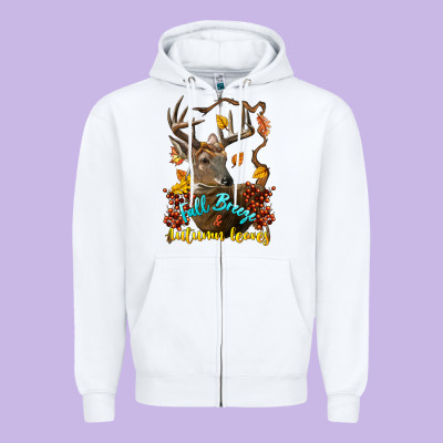 Fall Breeze And Autumn Leaves Deer Zipper Hoodie Designed By Lillyallendesigns