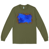 Army Green gemstone blue leopard background Long Sleeve Tee - JahusDesignShop