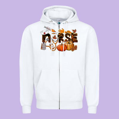 Fall Nurse Zipper Hoodie Designed By Lillyallendesigns