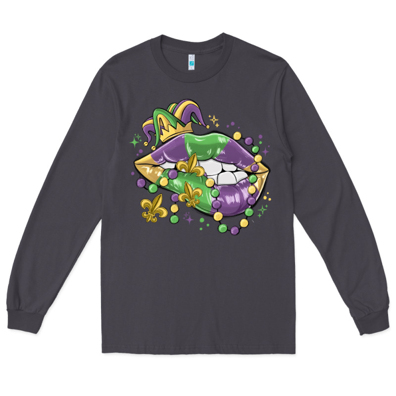 Mardi Gras Lips Long Sleeve Tee by MaliasSmallBusiness | Teevron