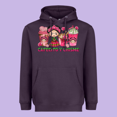 Cafecito Y Chisme Coffee Cups Heavyweight Hoodie Designed By Texasbilliewilder