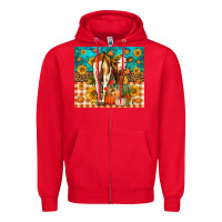 Red Western Fall Heifer Zipper Hoodie - LillyAllenDesigns