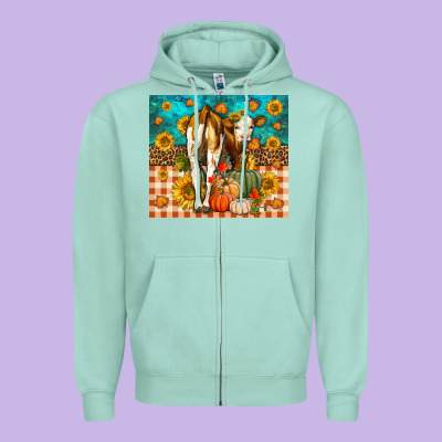 Western Fall Heifer Zipper Hoodie Designed By Lillyallendesigns