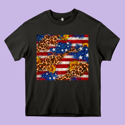 4th Of July Usa Flag Leopard Sunflower 20oz Tumble Heavy Core Tee Designed By Neo Western