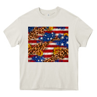 Cream 4th of July USA flag leopard sunflower 20oz tumble Heavy Core Tee - Neo Western