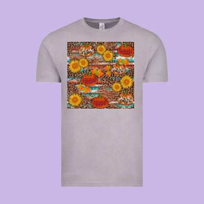 Pumpkin Plaid Sunflower Seamless Vintage Tee Designed By Adodesignshop