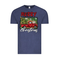 Vintage Denim merry christmas truck Vintage Tee - BarkalooDesign