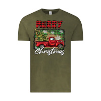Vintage Olive merry christmas truck Vintage Tee - BarkalooDesign