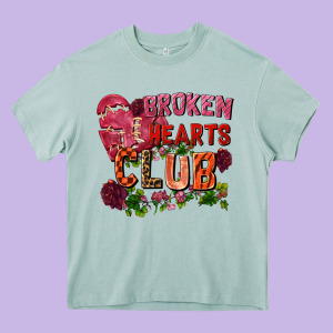 Broken Heart Club Heavy Core Tee Designed By Fadigitalartstudio
