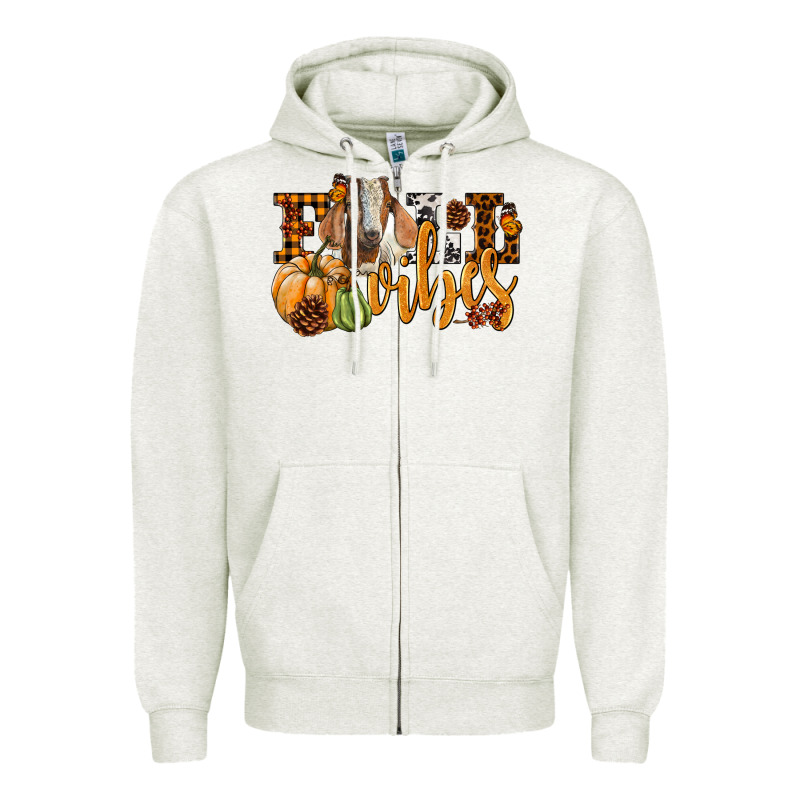 Fall Vibes Boer Goat Zipper Hoodie by LillyAllenDesigns | Teevron