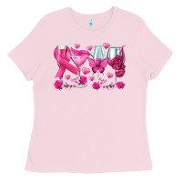 Bubblegum Pink breast cancer wine glasses Ladies Tee - texasbilliewilder