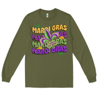 Army Green mardi gras with fleur de lis Long Sleeve Tee - MaliasSmallBusiness