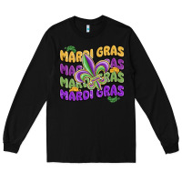 Black mardi gras with fleur de lis Long Sleeve Tee - MaliasSmallBusiness