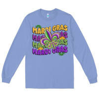Colony Blue mardi gras with fleur de lis Long Sleeve Tee - MaliasSmallBusiness