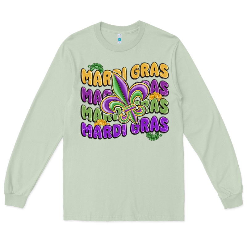 Mardi Gras With Fleur De Lis Long Sleeve Tee by MaliasSmallBusiness | Teevron