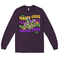 Plum mardi gras with fleur de lis Long Sleeve Tee - MaliasSmallBusiness
