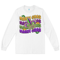 White mardi gras with fleur de lis Long Sleeve Tee - MaliasSmallBusiness